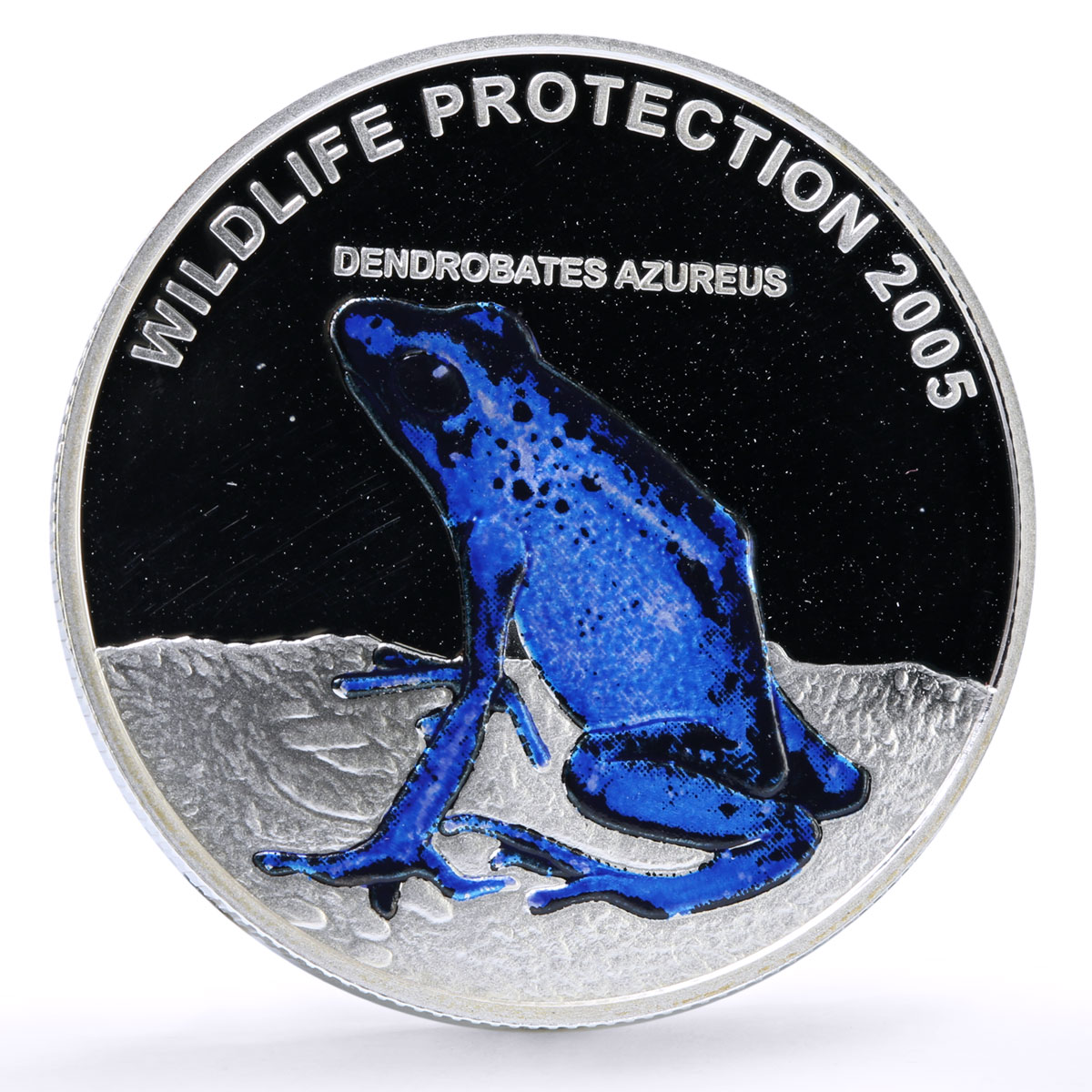 Liberia 20 dollars Protection Wildlife Blue Frog Fauna proof silver coin 2005