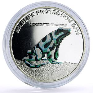 Liberia 10 dollars Protection Wildlife Green Frog Fauna proof silver coin 2005