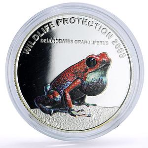 Liberia 10 dollars Protection Wildlife Red Frog Fauna proof silver coin 2005