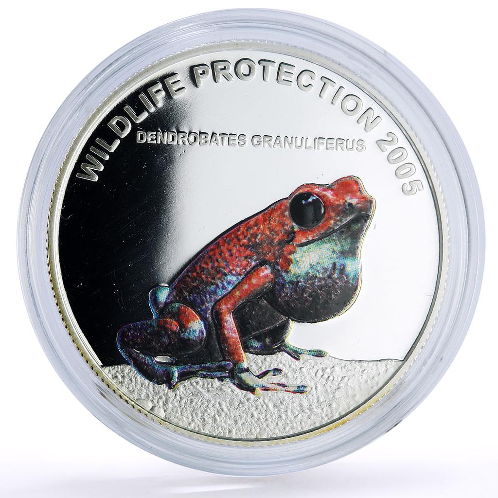 Liberia 10 dollars Protection Wildlife Red Frog Fauna proof silver coin 2005