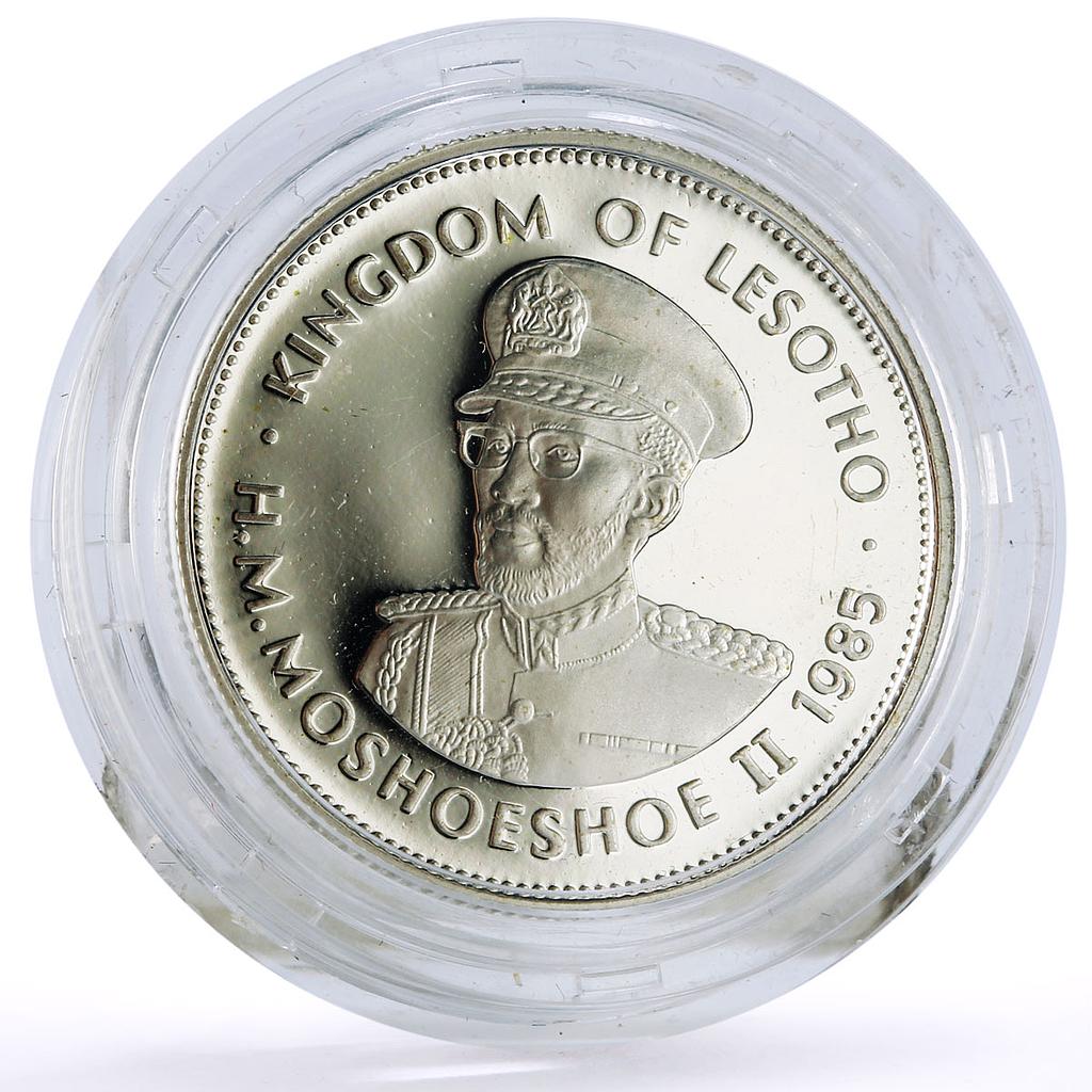 Lesotho 1 loti King Moshoeshoe II Jubilee Politics proof silver coin 1985