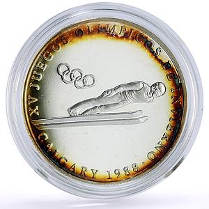 Panama 1 balboa Calgary Winter Olympic Games Ski Jumper proof silver coin 1988
