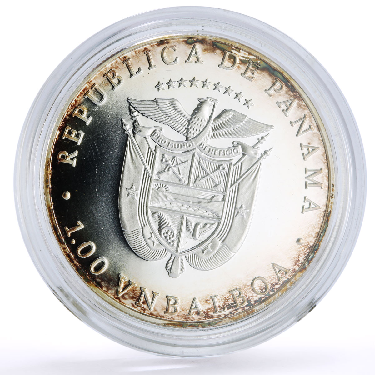 Panama 1 balboa Calgary Winter Olympic Games Biathlon proof silver coin 1988