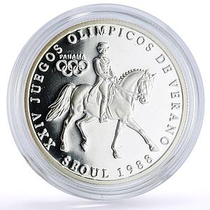 Panama 1 balboa Seoul Summer Olympic Games Equestrian proof silver coin 1988