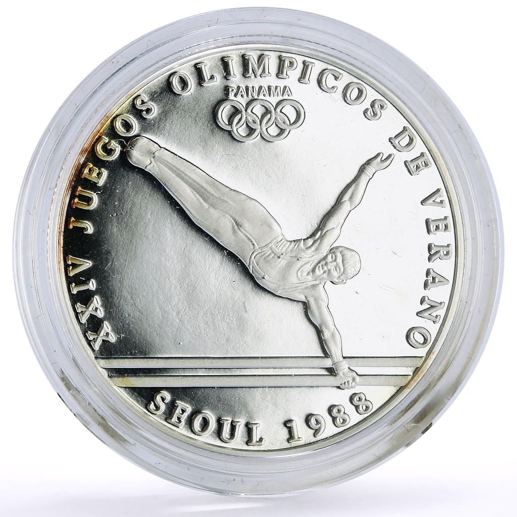 Panama 1 balboa Seoul Summer Olympic Games Gymnastics proof silver coin 1988