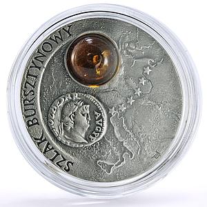 Poland 20 zlotych Amber Routes Roads Roman Coin Design Matte silver coin 2001