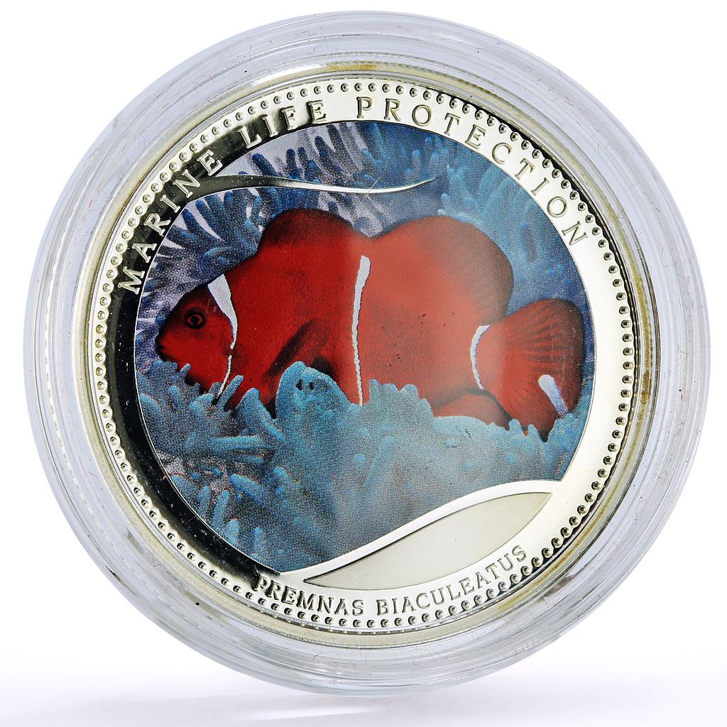 Palau 5 dollars Marine Life Protection Clownfish Fauna proof silver coin 2011