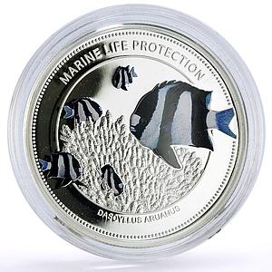 Palau 5 dollars Marine Life Protection Damselfish Fauna proof silver coin 2015