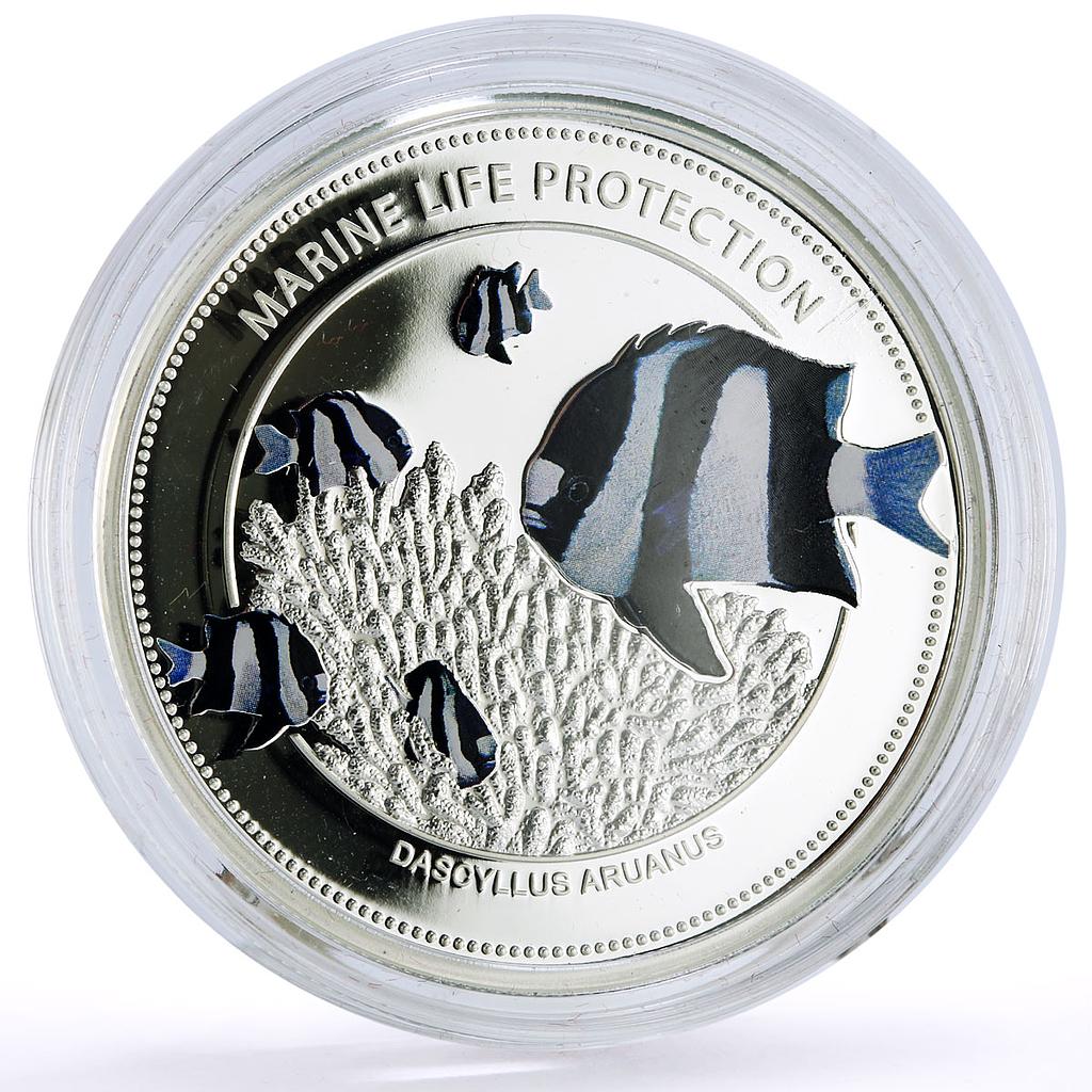Palau 5 dollars Marine Life Protection Damselfish Fauna proof silver coin 2015