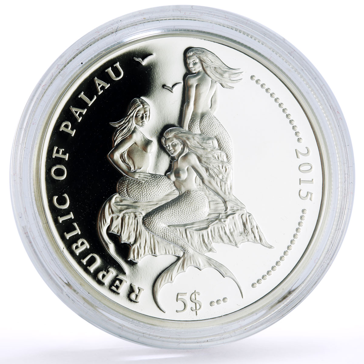 Palau 5 dollars Marine Life Protection Damselfish Fauna proof silver coin 2015