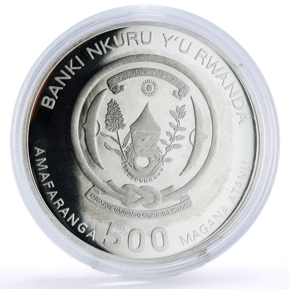 Rwanda 500 francs Africa Big Five Wildlife Elephant Fauna proof silver coin 2010