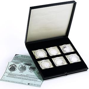 Somalia set of 6 coins Seafaring Famous Ships Clippers proof silver coins 1998