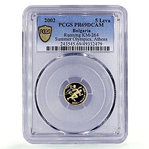 Bulgaria 5 leva Athens Olympic Games Running PR69 PCGS gold coin 2002