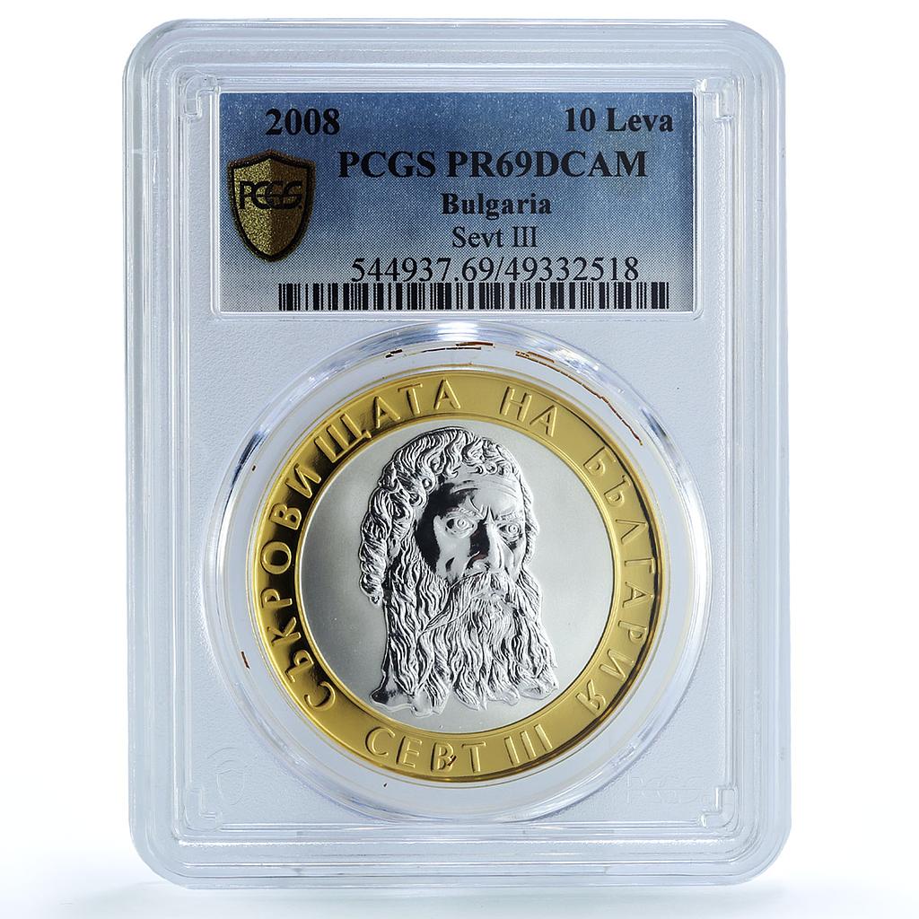 Bulgaria 10 leva Treasures King Sevt III Head Mask PR69 PCGS silver coin 2008 Bulgaria 10 leva Treasures King Sevt III Head Mask PR69 PCGS silver coin 2008