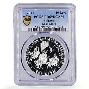 Bulgaria 10 leva Medieval Rulers Khan Krum Horsemans PR69 PCGS silver coin 2011