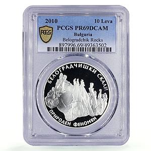 Bulgaria 10 leva Natural Phenomenon Belogradchik Rocks PR69 PCGS Ag coin 2010