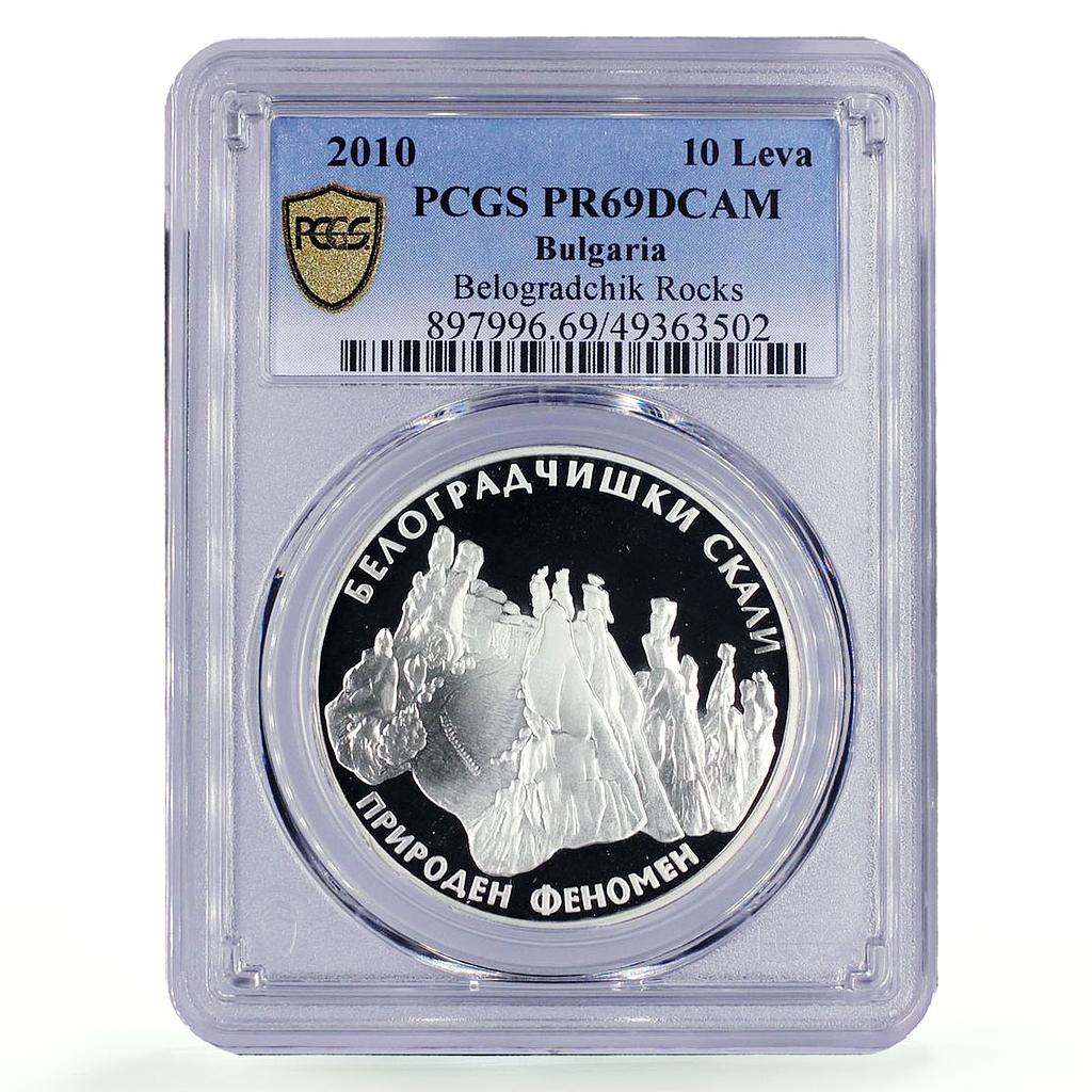 Bulgaria 10 leva Natural Phenomenon Belogradchik Rocks PR69 PCGS Ag coin 2010