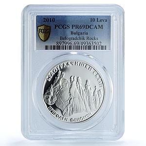 Bulgaria 10 leva Natural Phenomenon Belogradchik Rocks PR69 PCGS Ag coin 2010