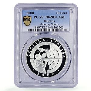 Bulgaria 10 leva Olympics Shooting Sports Athlets PR69 PCGS silver coin 2008