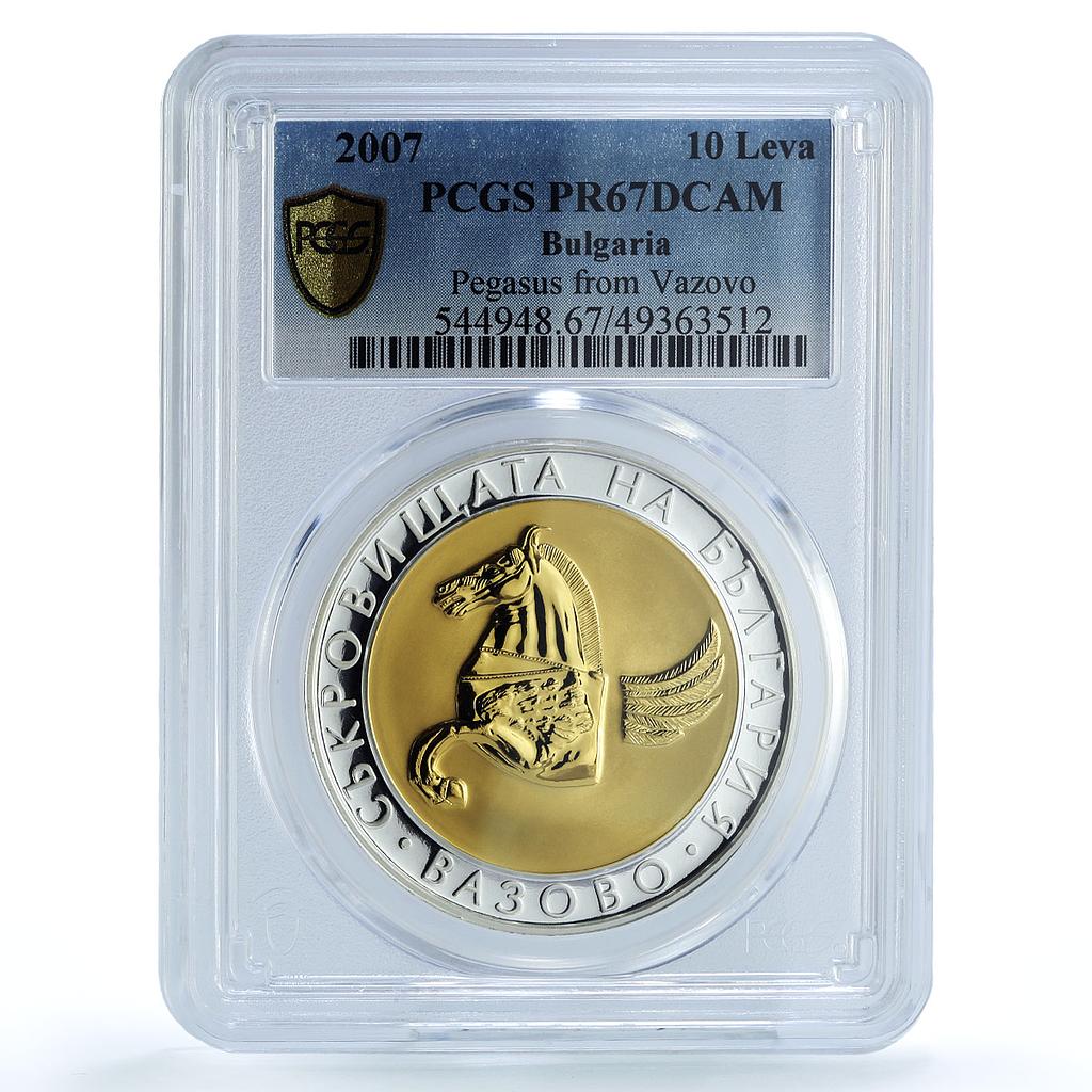 Bulgaria 10 leva Treasures Vazovo Pegasus Horse Gilt PR67 PCGS silver coin 2007 Bulgaria 10 leva Treasures Vazovo Pegasus Horse Gilt PR67 PCGS silver coin 2007