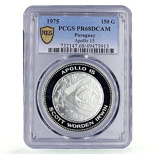 Paraguay 150 guaranies Apollo 15 Mission Moon Space PR68 PCGS silver coin 1975