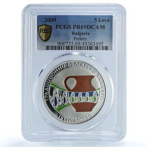 Bulgaria 5 leva Folk Crafts Traditions Pottery Art PR69 PCGS silver coin 2009