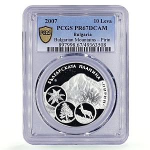 Bulgaria 10 leva Mountain Pirin Fauna Flora Nature PR67 PCGS silver coin 2007