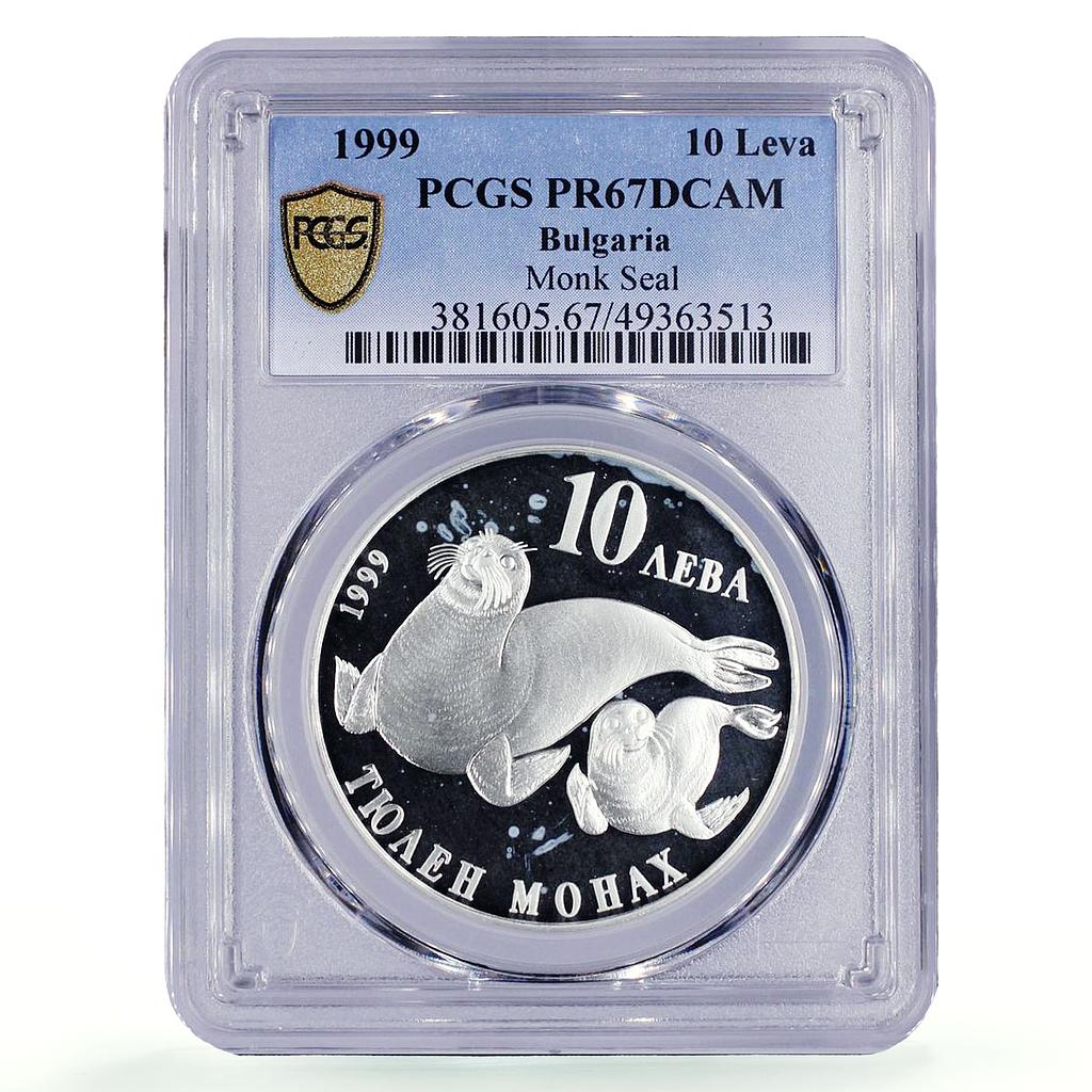 Bulgaria 10 leva Conservation Wildlife Monk Seal Fauna PR67 PCGS Ag coin 1999