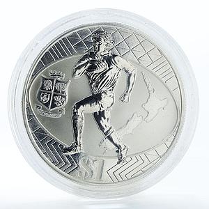 New Zealand 1 dollar Rugby Lions Tour League proof silver coin 2005