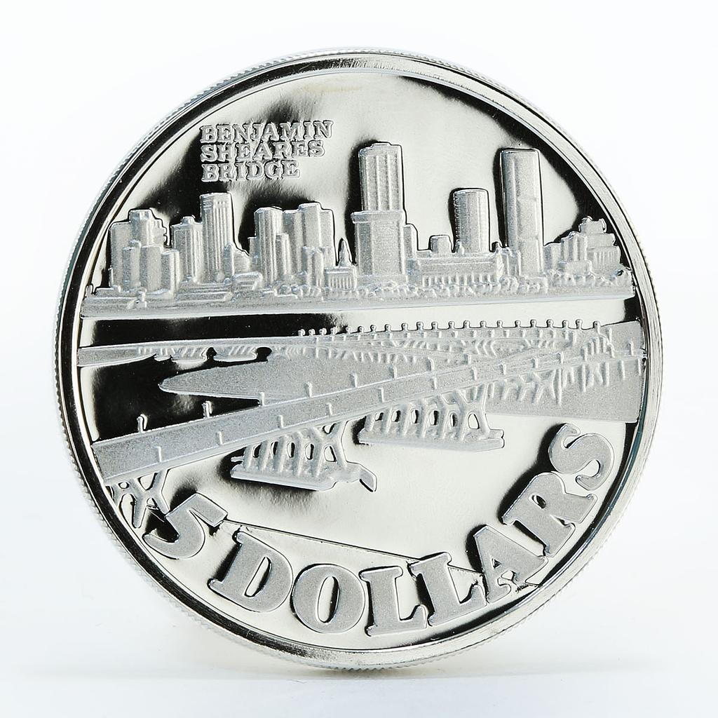 Singapore 5 dollars Benjamin Shears Bridge silver coin 1982