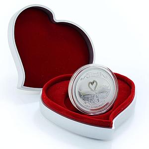 Cook Islands 2 dollars Love is Precious Swans Birds colored silver coin 2008