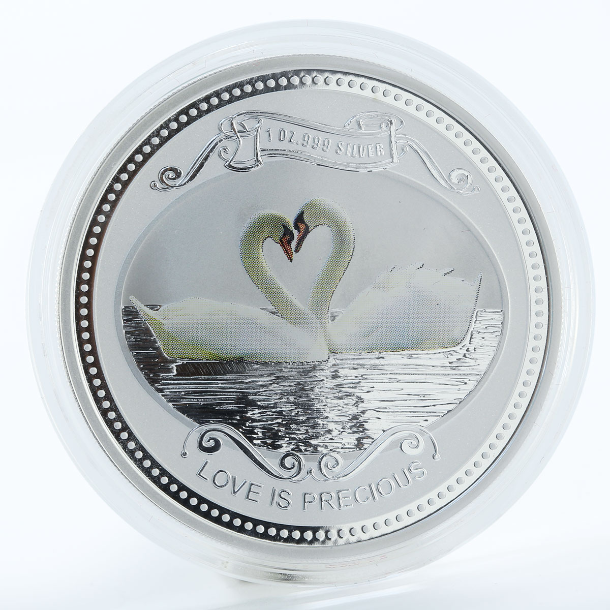 Cook Islands 2 dollars Swan Bird Love is Precious heart silver 1 oz coin 2008