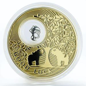 Niue 2 dollars Elephant Lucky Coins silver gilded 2013