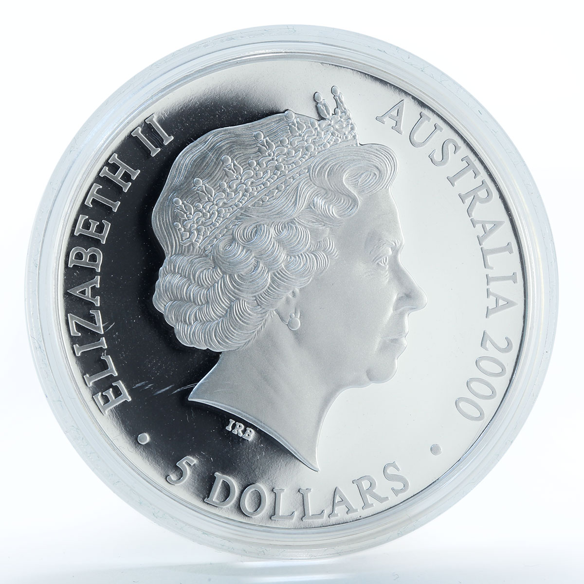 Australia 5 dollars Sydney Olympic logo at bottom silver coin 2000