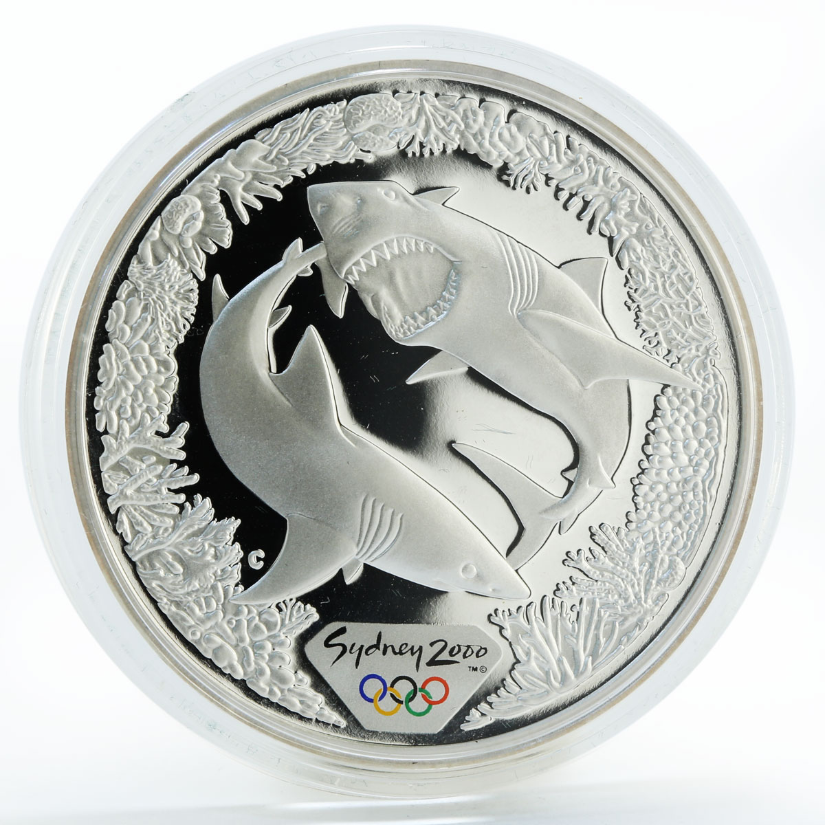 Australia 5 dollars Sydney Olympic Sharks silver coin 2000