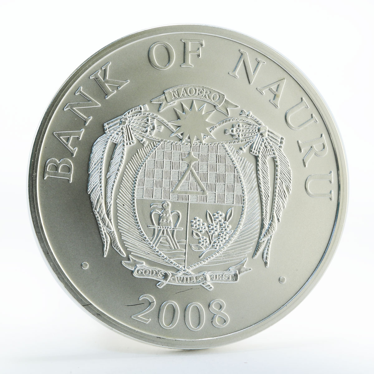 Nauru 10 dollars Happy New Year colored silver coin 2008