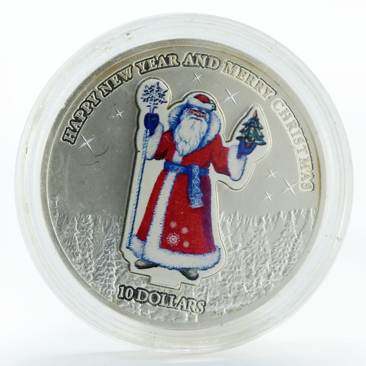 Nauru 10 dollars Happy New Year colored silver coin 2008