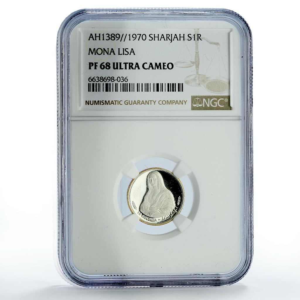Sharjah Emirate 1 riyal Da Vinci Mona Lisa Art KM-2 PF68 NGC silver coin 1970 Sharjah Emirate 1 riyal Da Vinci Mona Lisa Art KM-2 PF68 NGC silver coin 1970
