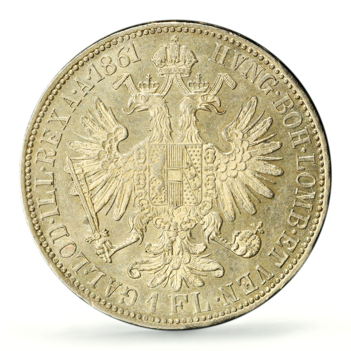 Austria 1 florin Franz Joseph I Coinage KM-2219 MS62 PCGS silver coin 1861 A