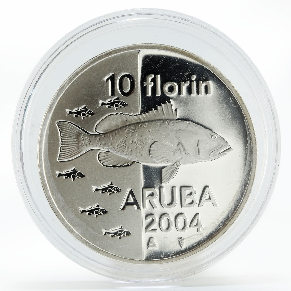 Aruba 10 florin Animal Series - Fish proof silver coin 2004
