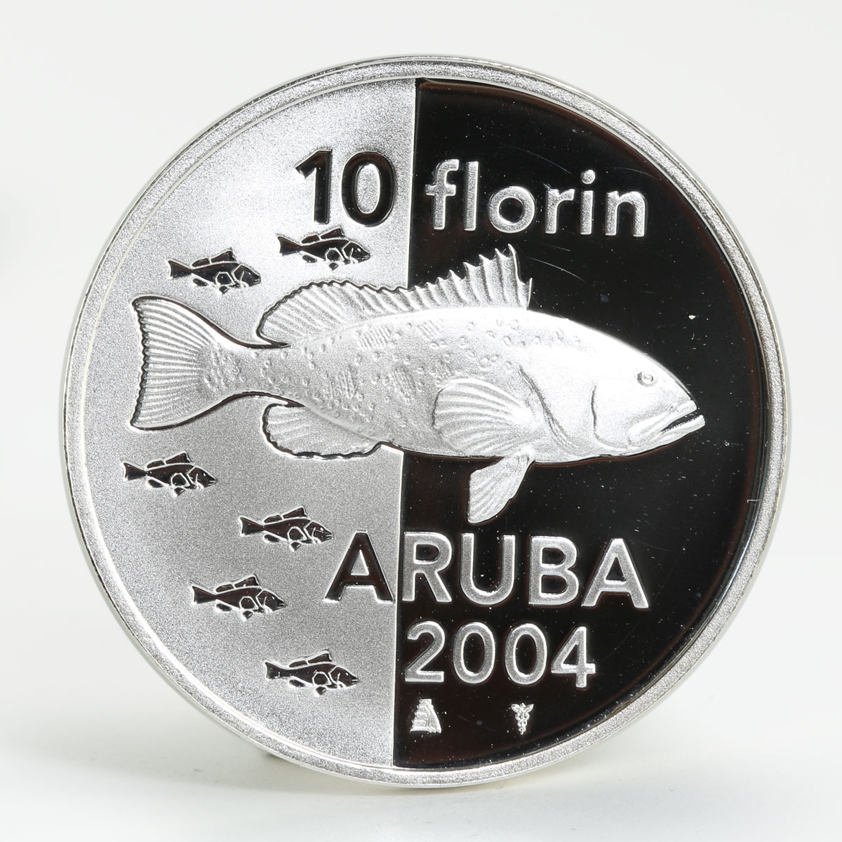 Aruba 10 florin Animal Series - Fish proof silver coin 2004