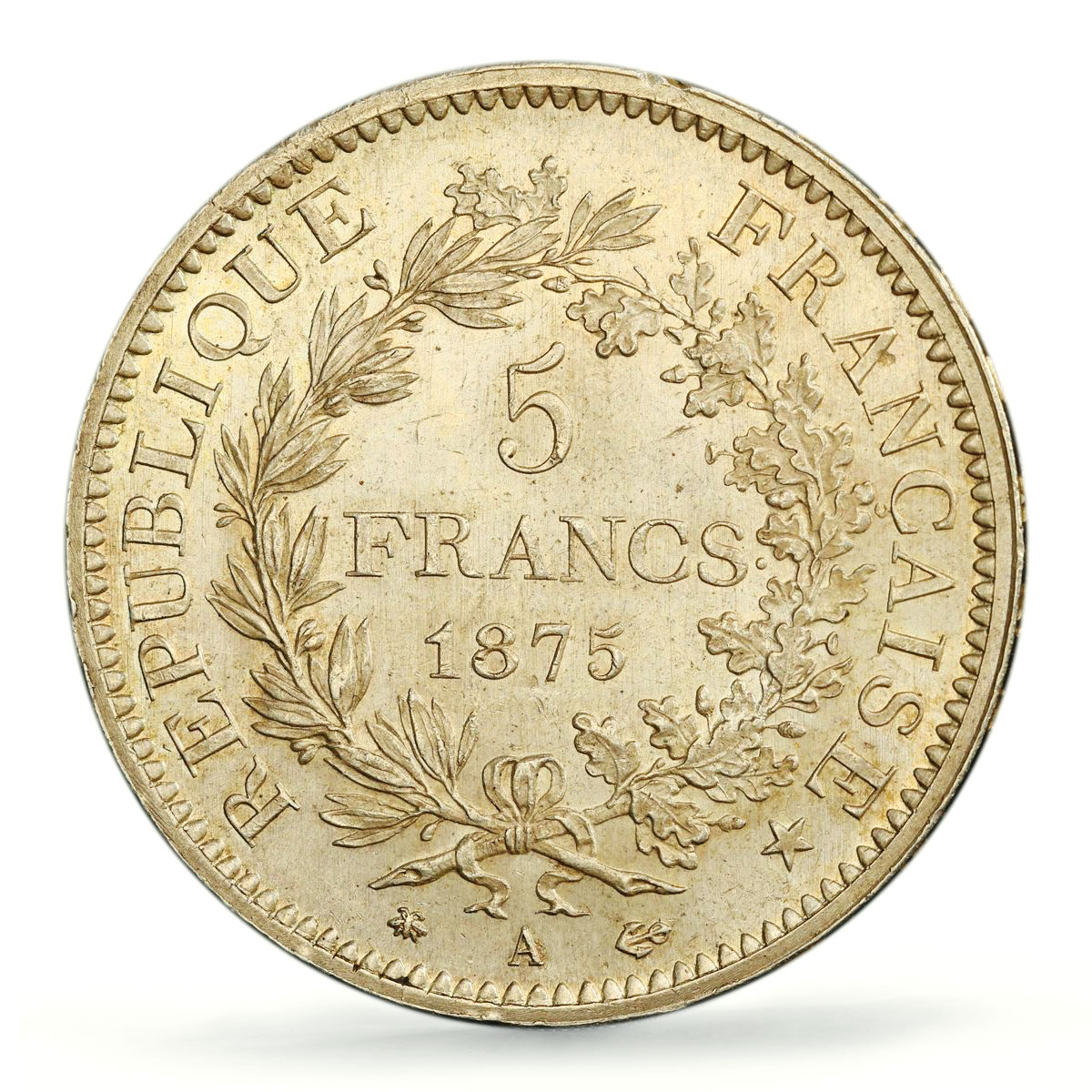 France 5 francs Liberty Equality Fraternity Hercules MS64 PCGS silver coin 1875