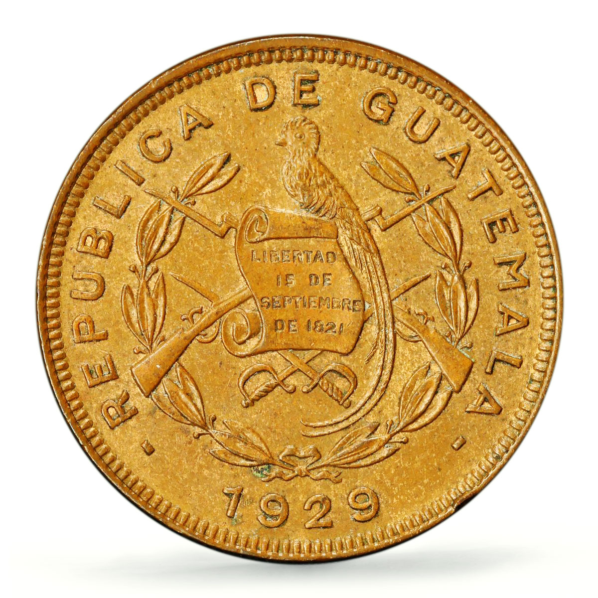 Guatemala 1 centavo Regular Coinage KM-247 MS63 PCGS bronze coin 1929