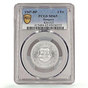 Hungary 2 forint Republic Coinage KM-533 MS65 PCGS aluminum coin 1947