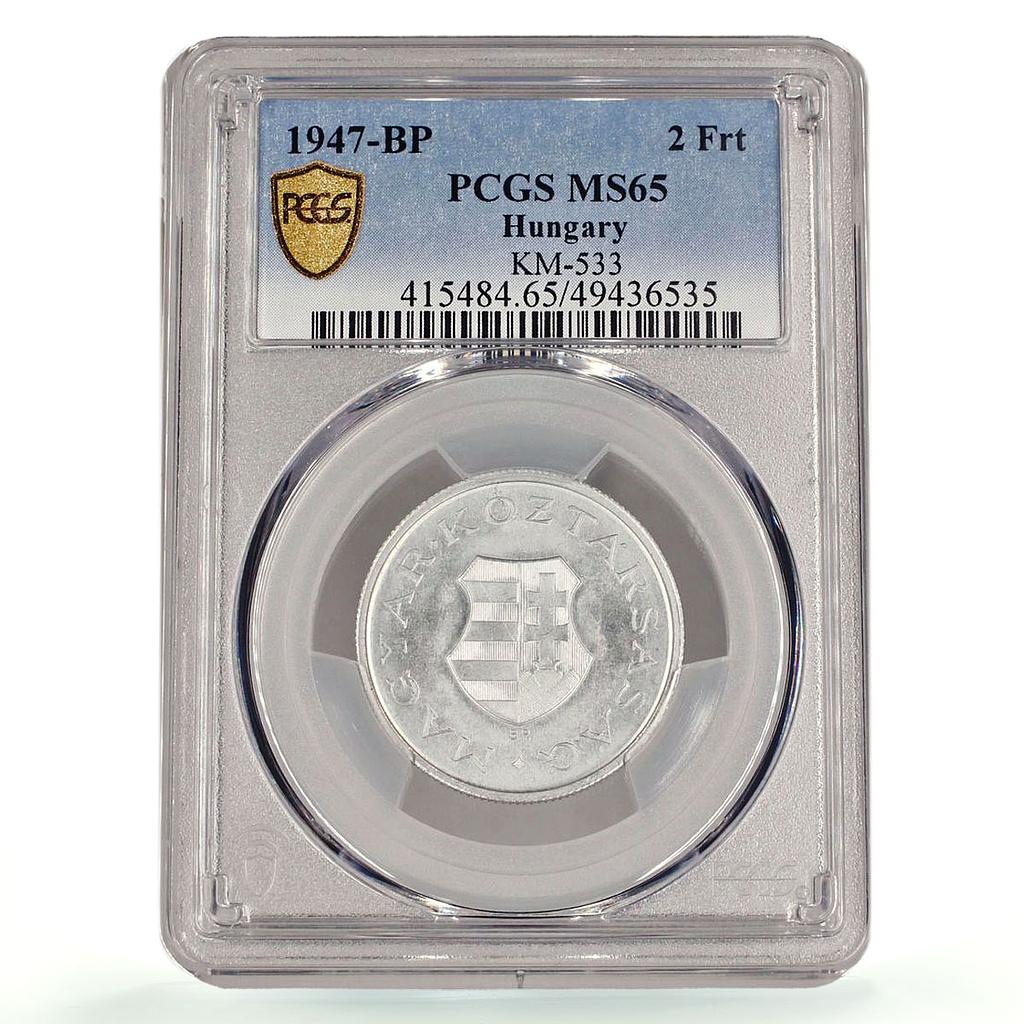 Hungary 2 forint Republic Coinage KM-533 MS65 PCGS aluminum coin 1947