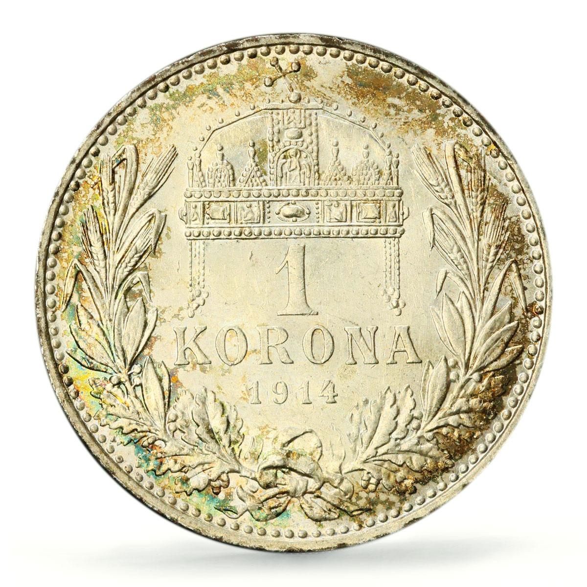 Hungary 1 korona Crown Josef Franz I Coinage KM-492 MS63 PCGS silver coin 1914