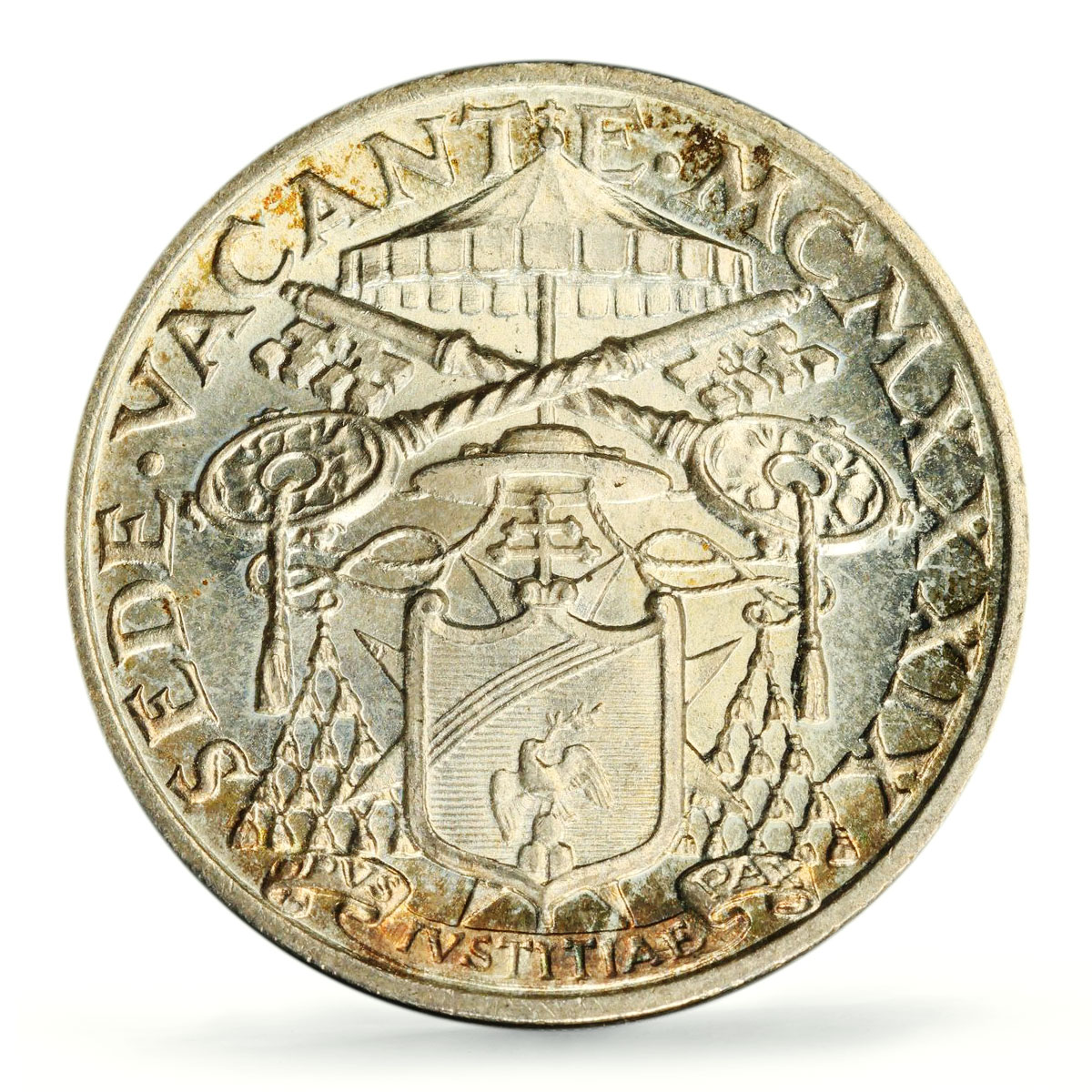 Italy Vatican 5 lire Sede Vacante Dove Bird Sun KM-20 MS67 PCGS silver coin 1939