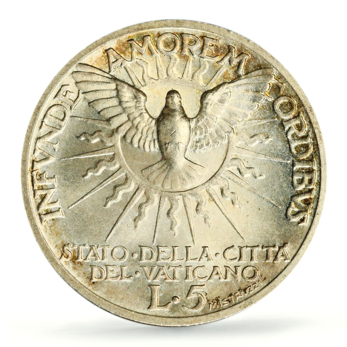 Italy Vatican 5 lire Sede Vacante Dove Bird Sun KM-20 MS67 PCGS silver coin 1939