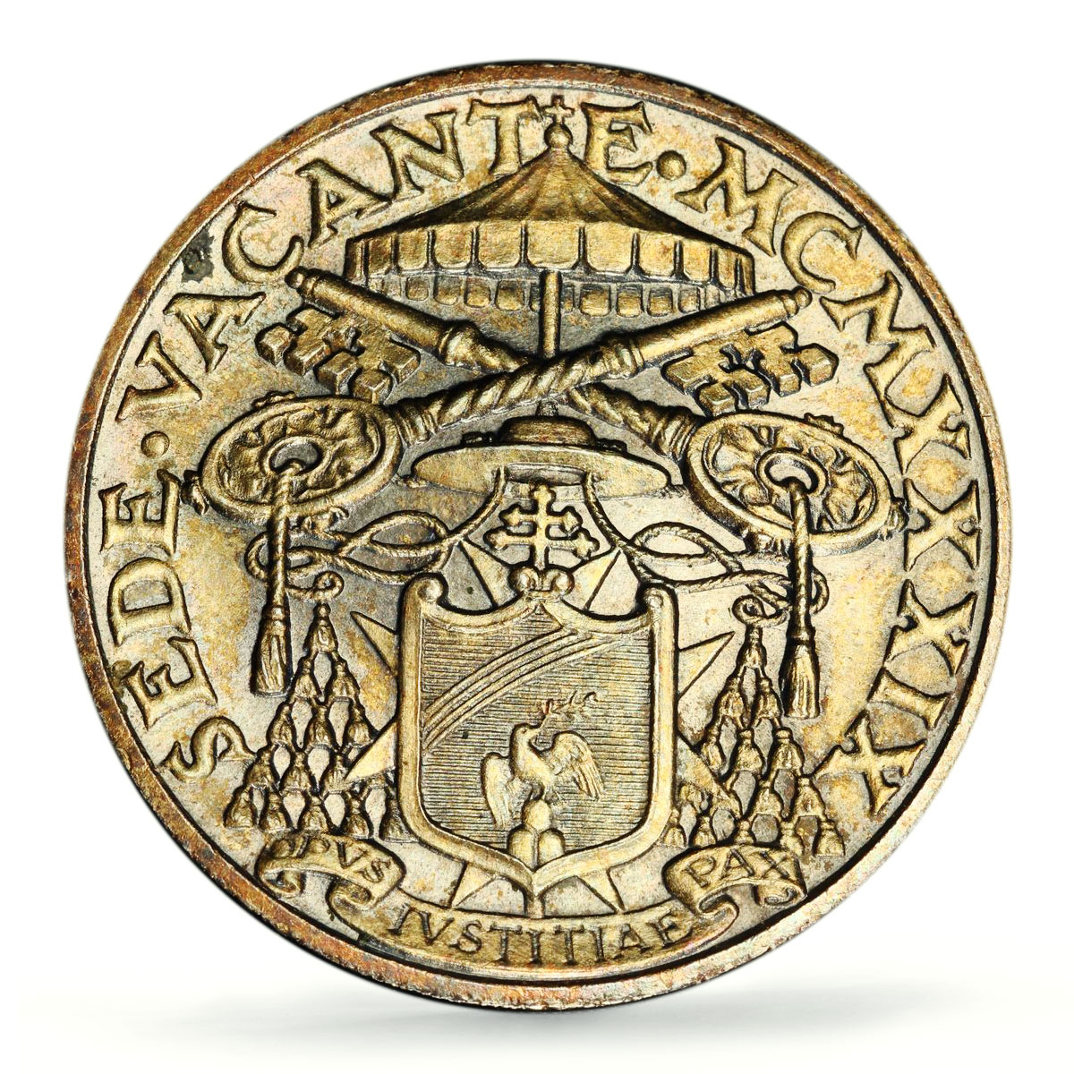 Italy Vatican 10 lire Sede Vacante Dove Sun KM-21 MS66 PCGS silver coin 1939