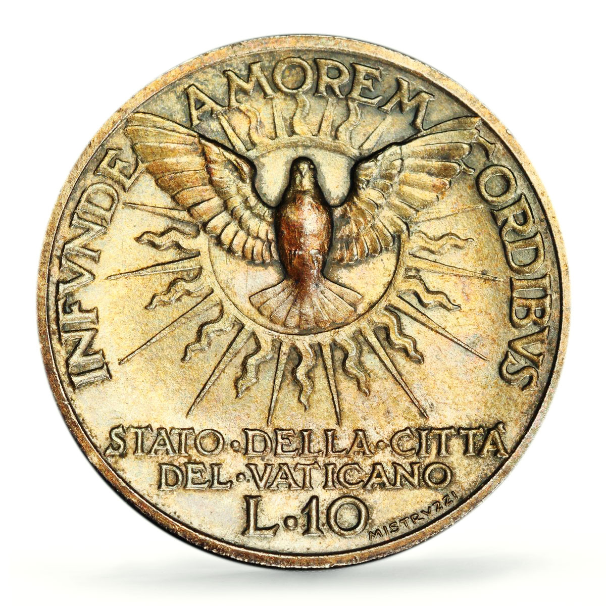 Italy Vatican 10 lire Sede Vacante Dove Sun KM-21 MS66 PCGS silver coin 1939